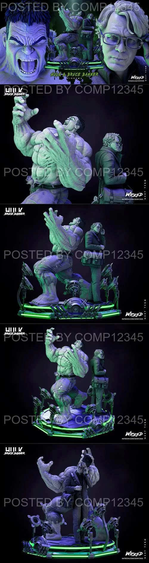 WICKED - Diorama Base Hulk and Bruce Banner 3D Print