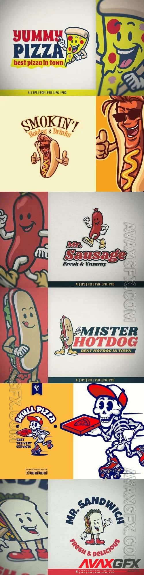 Vintage Cartoon Mascot Logo Restaurant