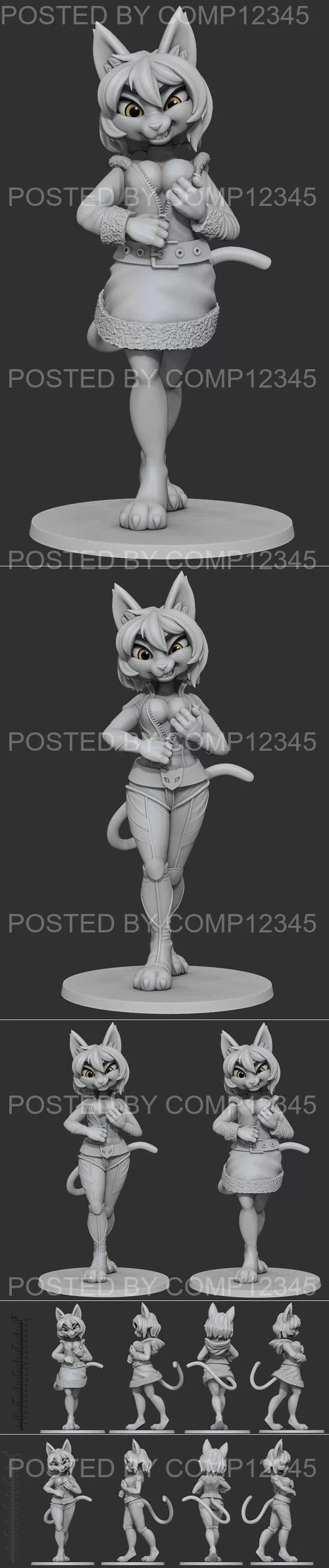 3D Print Model - Catwoman and Cat in miss santa costume