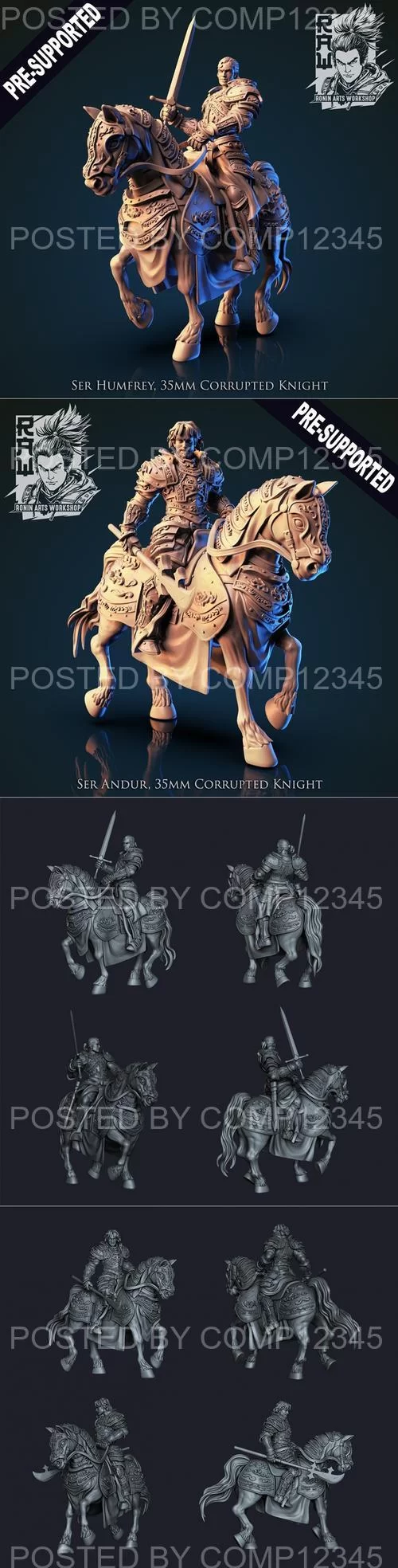 3D Print Model - Ronin Arts Workshop - Ser Andur and Ser Humfrey - Corrupted Knight