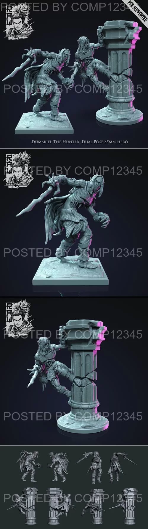 3D Print Model - Ronin Arts Workshop - Dumariel - Action and Idle pose hero