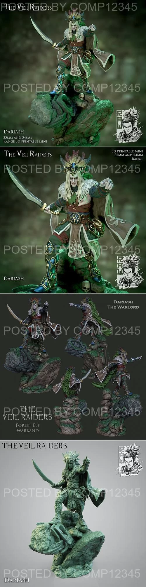 Ronin Arts Workshop - Dariash - Forest Elf Warlord 3D Print