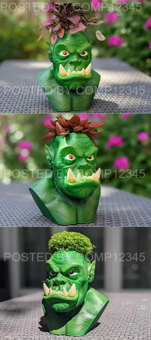 3D Print Model - Cartoon Style Orc Planter