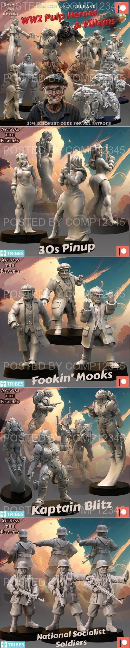 3D Print Model - Across the Realms - WW2 Pulp Heroes and Villains March 2023