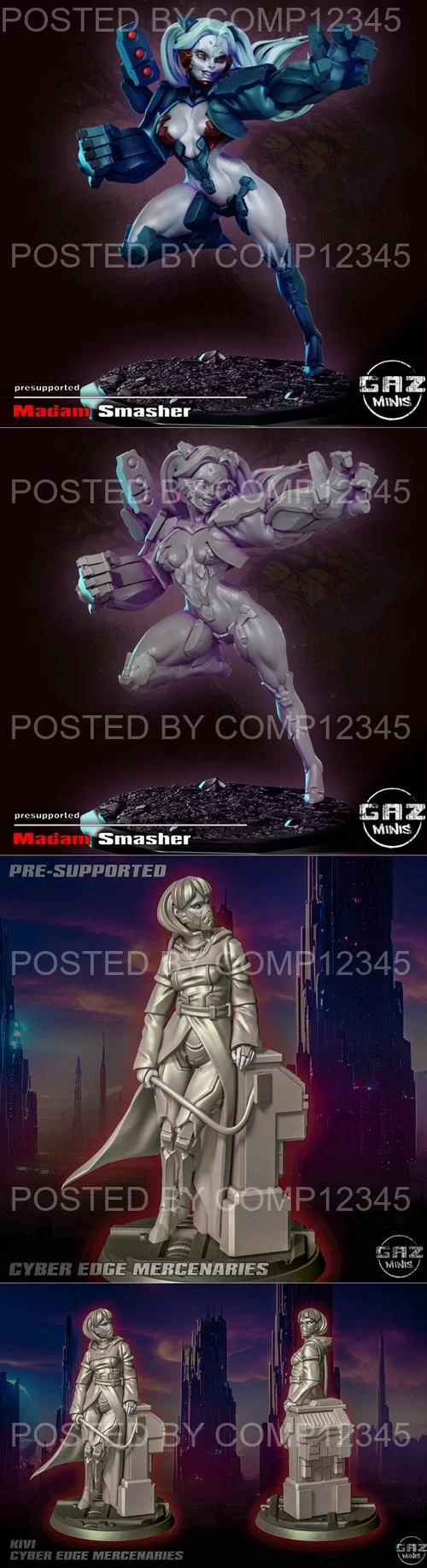 3D Print Model - Madam Smasher and Kivi - Cyber Edge Mercenary
