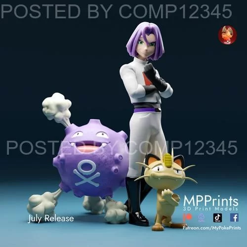 James and Koffing and Meowth 3D Print