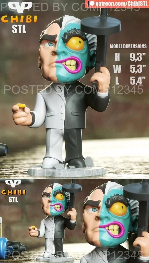 3D Print Model - 3DXM - Two Face Chibi