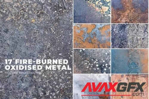 17 Fire-Burned Oxidized Metal Surface Textures