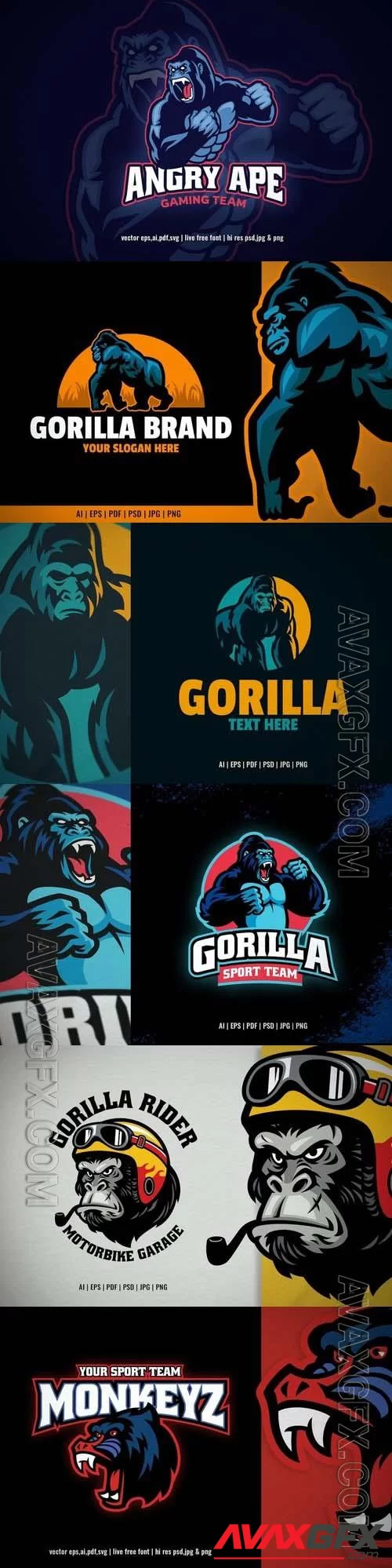 Angry Gorilla Sport and Esport Mascot Logo