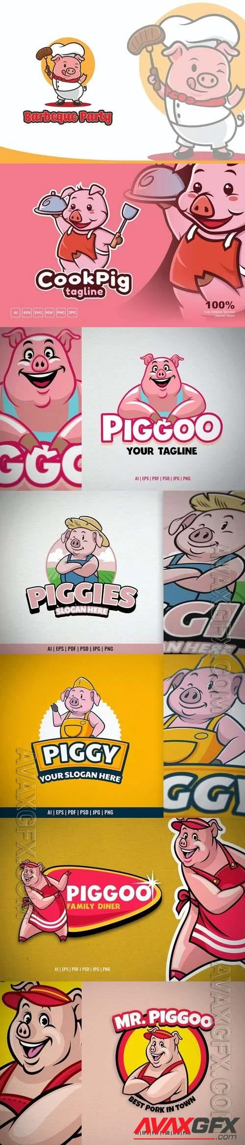 Cute Pig Mascot Logo