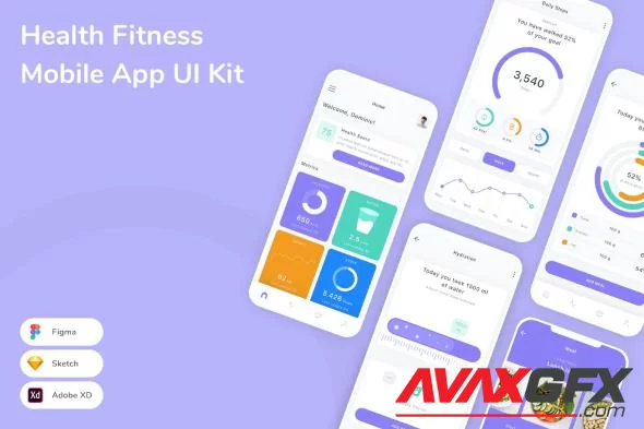 Health Fitness Mobile App UI Kit EGA9T3R