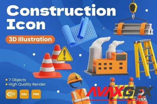 Construction Icon 3D Illustration WDME9K7 PNG