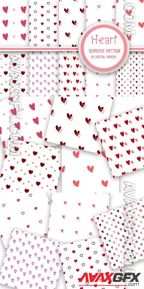 Heart Seamless Pattern Digital Papers