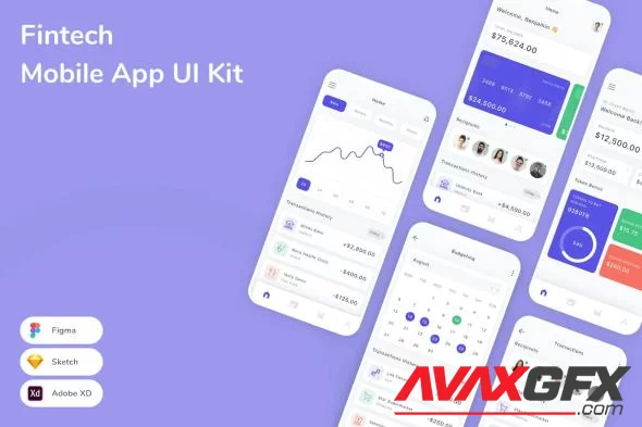 Fintech Mobile App UI Kit MYXWMP8