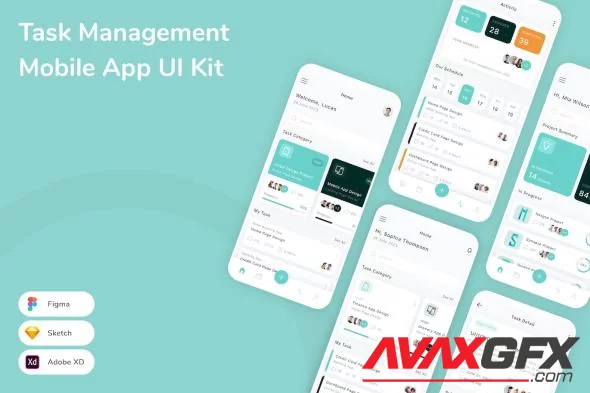 Task Management Mobile App UI Kit CZEBP8K