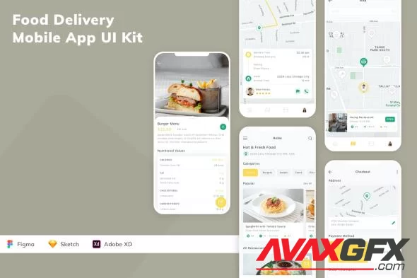 Food Delivery Mobile App UI Kit UN3GPQV