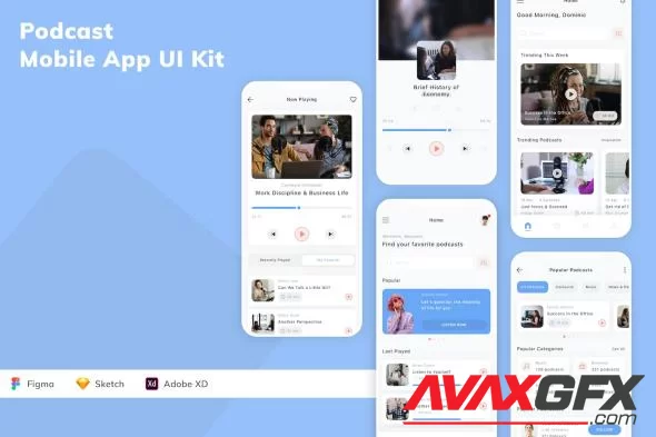 Podcast Mobile App UI Kit PCFNZVD