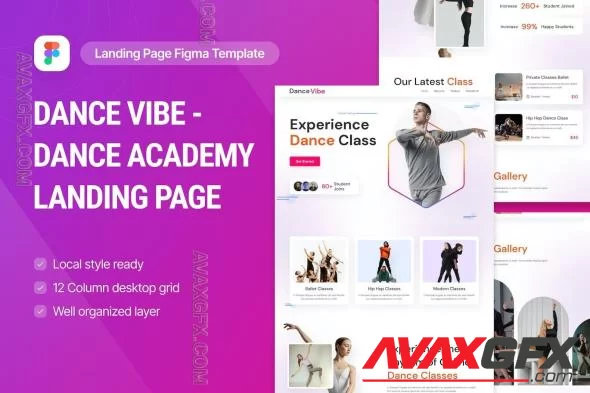 Dance Vibe - Dance Academy Landing Page Figma WJ9G95M