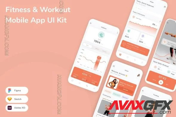 Fitness & Workout Mobile App UI Kit BJK49L2