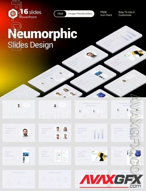 Neumorphic Slides Design PowerPoint FH7SMBB [PPTX]