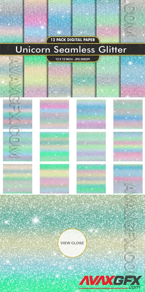 Digital Paper Glitter Unicorn Texture