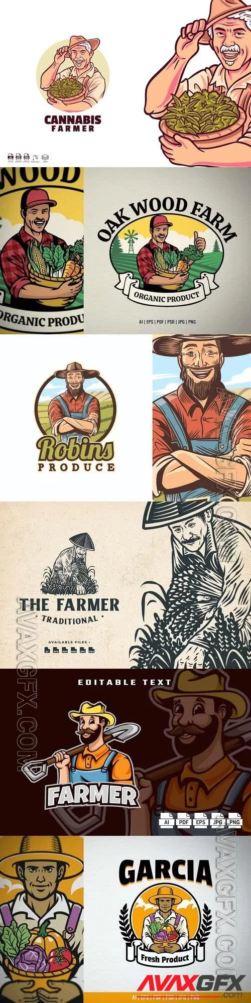 Farmer Mascot Agriculture Logo