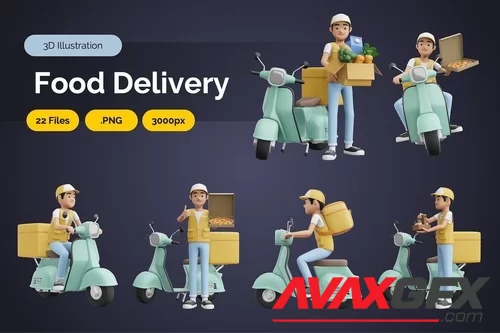 3D Delivery - Food Delivery GCAUBR8 PNG