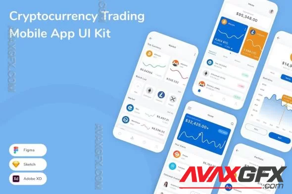 Cryptocurrency Trading Mobile App UI Kit CX93E5X