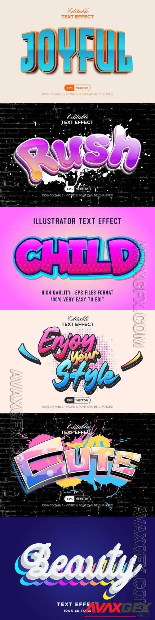 Vector 3d text editable, text effect font vol 201