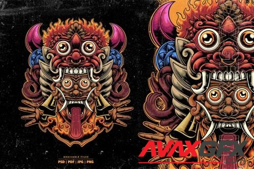 Barong Mask Illustration