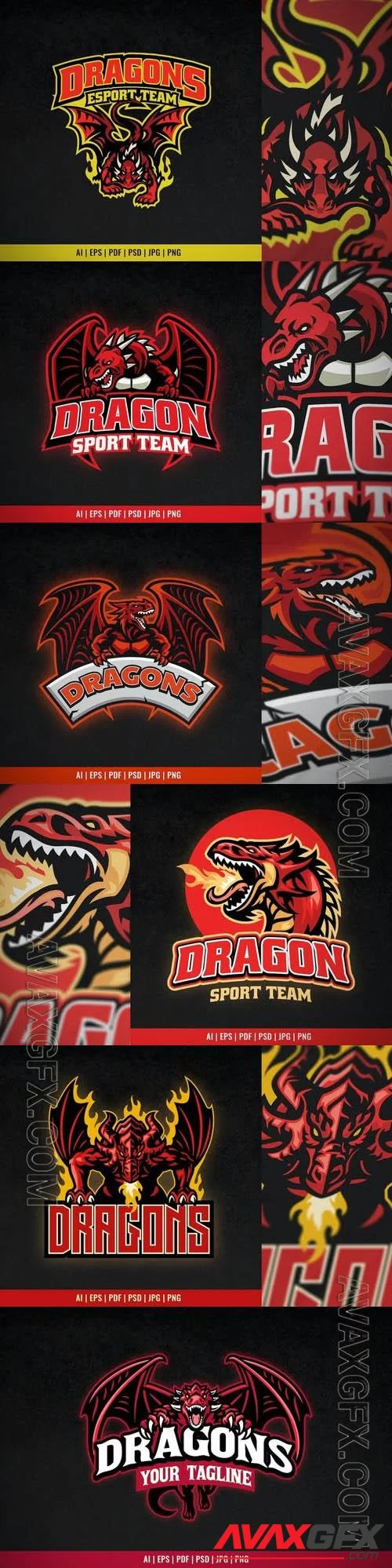 Angry Red Dragon Mascot Sport and Esport Logo