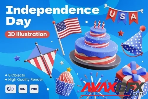 Independence Day 3D Illustrations KZQGHD9 PNG