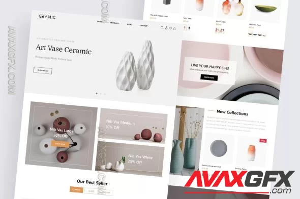 Gramic - Vase Ceramic Website Landing Page Home SX9QVXW