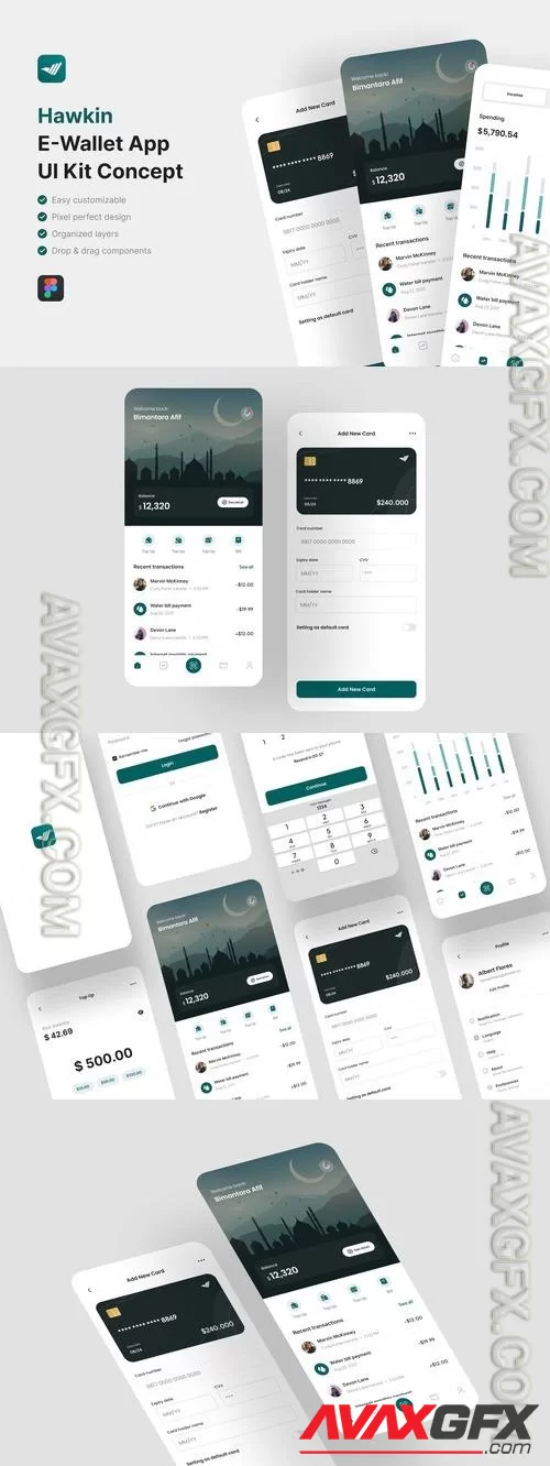 Hawkin - E-Wallet App UI Kit NJ4YCJ5