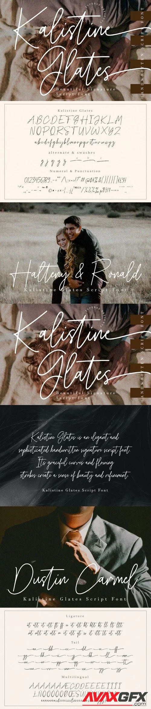 Kalistine Glates - Tail Script Font