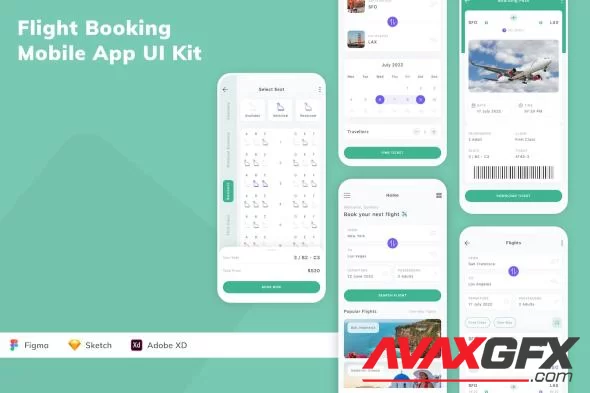 Flight Booking Mobile App UI Kit VKD6TXM