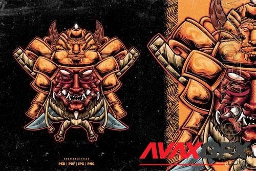 Warrior Oni Mask Illustration