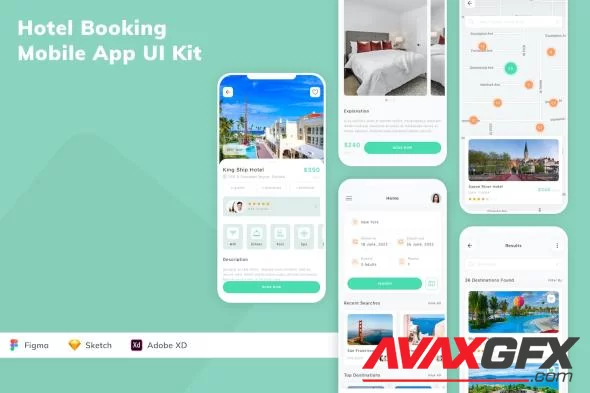 Hotel Booking Mobile App UI Kit QVSRT3M