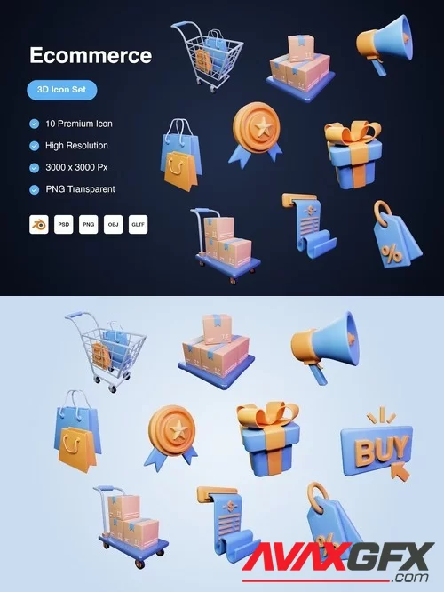 Ecommerce 3D Icons F3PA2NV PNG