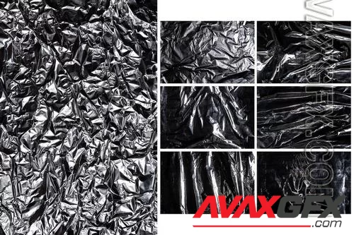 10 Crumpled Silver Metal Foil Texture Background