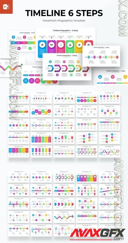 6 Steps Timeline Infographics PowerPoint Template QAYH6SW [PPTX]