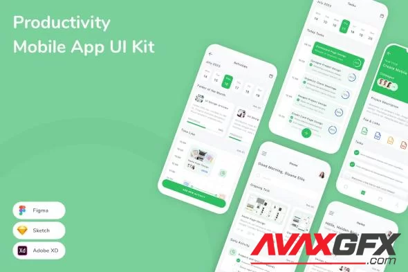 Productivity Mobile App UI Kit Q8LB94L