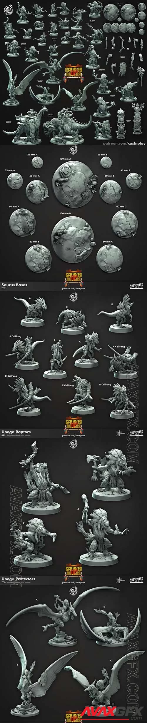 Saurus Rovers – Cast n Play – 3D Print Miniature Bundle