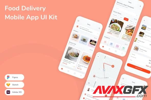 Food Delivery Mobile App UI Kit TL6VBWH