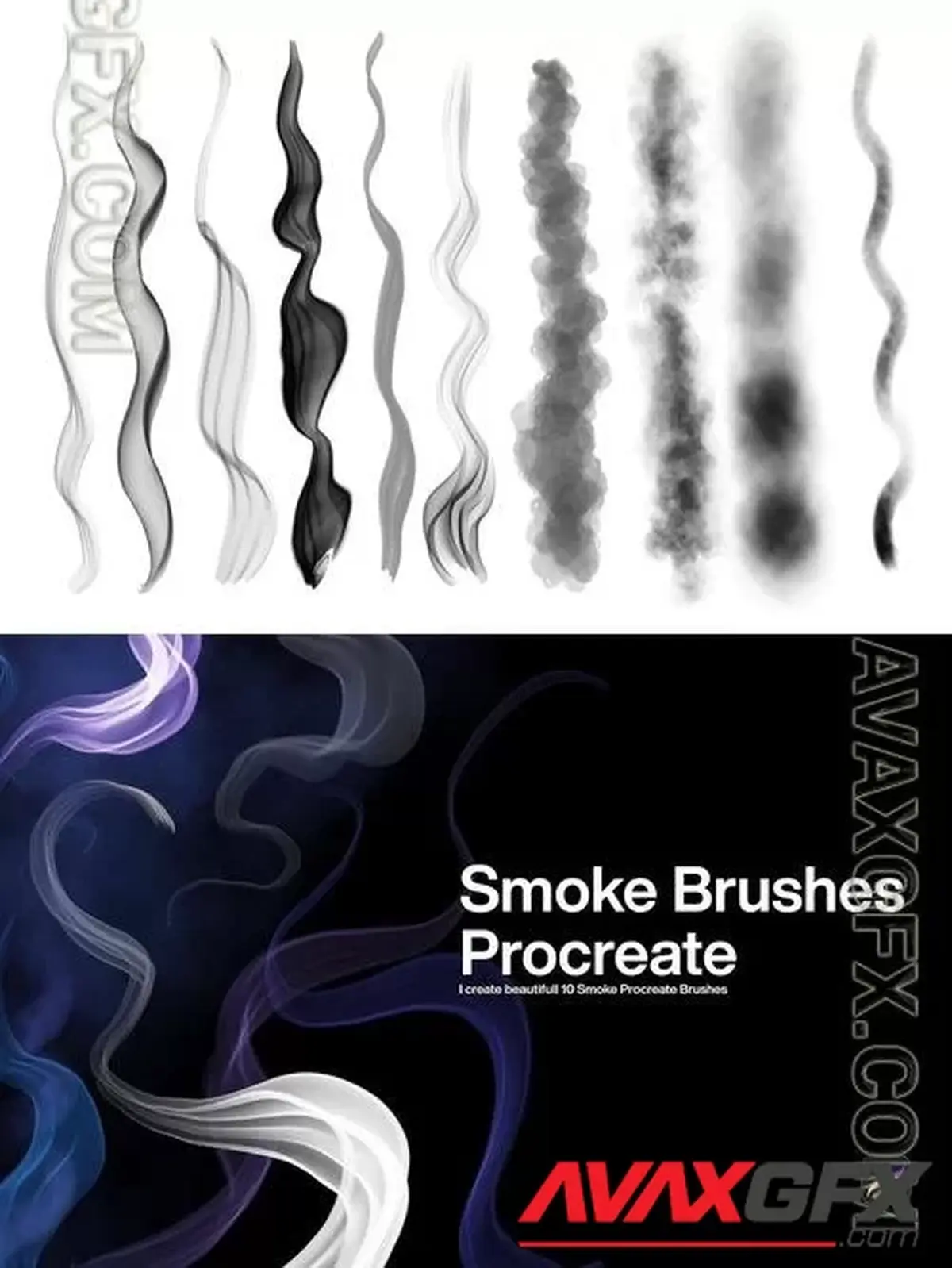 10 Smoke Brushes Procreate 47HT9AN