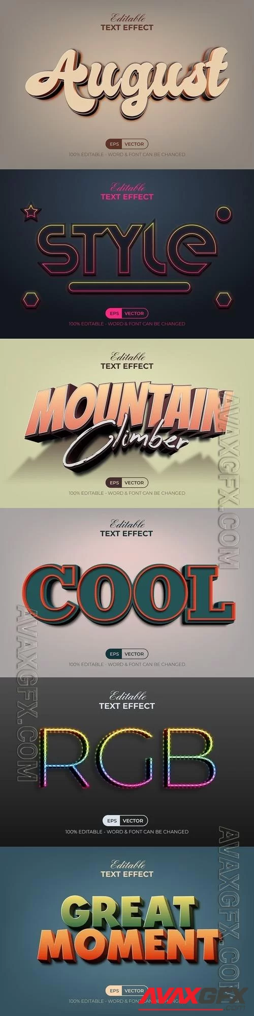 Vector 3d text editable, text effect font vol 199