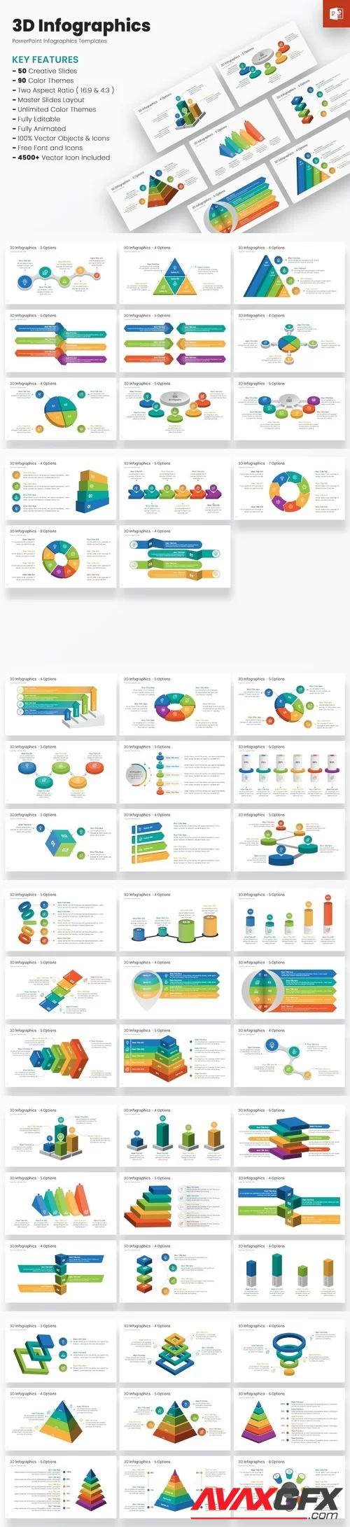 3D Infographics PowerPoint templates PPTX