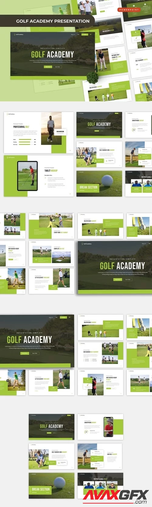 Golf Academy PowerPoint, Keynote and Google Slides Template [PPTX]