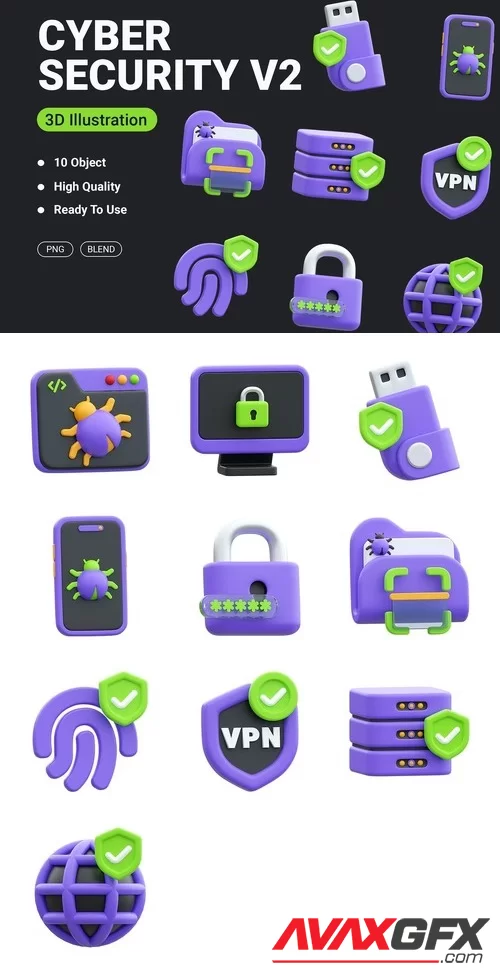 Cyber Security V2 3D Icon 2T8UG8N PNG