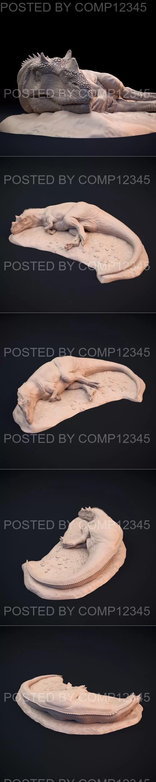 3D Print Model - Ceratosaurus sleeping - dinosaur carnivore